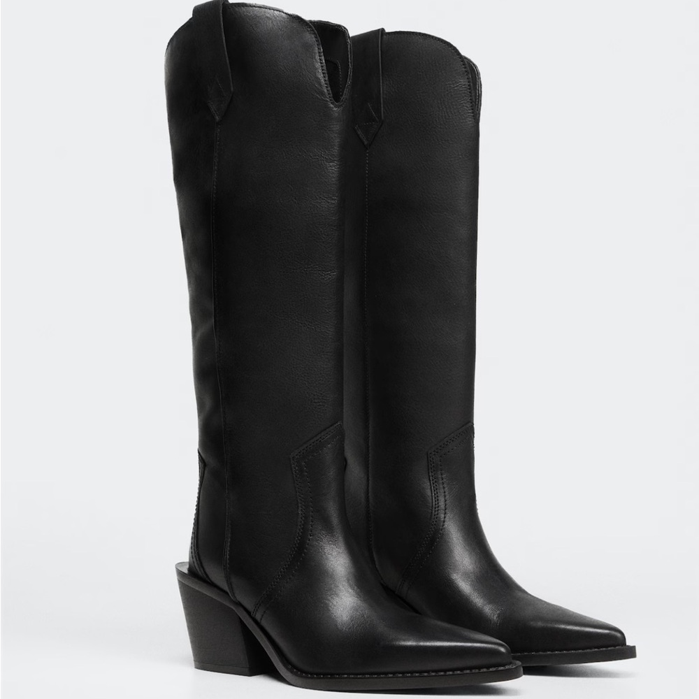 Mango Cowboy Leather Boots